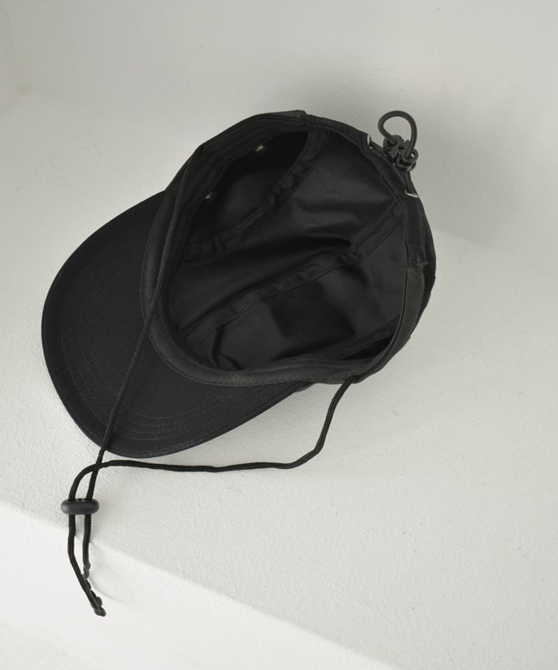 ☆ネコ型牛革パッチ☆フランシュリッペブラック　ショートダッフルコート　ボーダー cap-02054 コード付 キャップ ブラック | L a v i s h G a t e