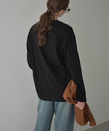 nh-tops-02565　オーバーサイズ ロングスリーブTシャツ　ホワイト　ベージュ　チャコール　ブラック