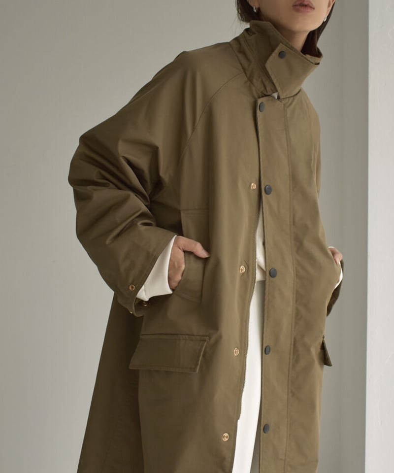 coat-13001 撥水 ステンカラーコート ベージュ カーキ | L a v i s h