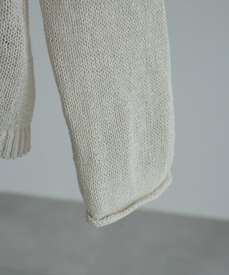 knit-02378　リネン混　メッシュ ニット カーディガン　エクリュ　ピンク　ブルー　グレー　ネイビー