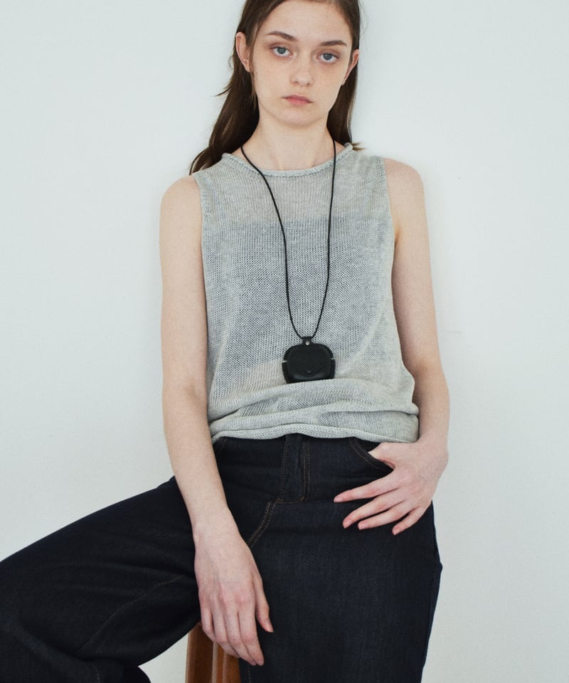 【未使用級】ドゥーズィエムクラス リブニット ノースリーブ コットン 春夏 nh-knit-02385 リネン混 ノースリーブ ニット トップス エクリュ