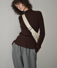 knit-02305　ハイネック リップル ニット　アイボリー　ブラウン　ブラック