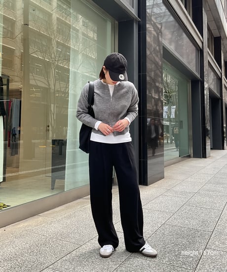 knit-02269　ジップ ニット カーディガン　グレー　ブラック