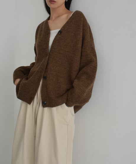 knit-02293　マフラー付き　ニットカーディガン　ブラウン　グレー　ブラック