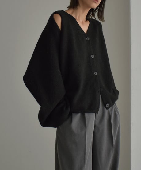 knit-02245　ボリュームスリーブ ショートボレロ　ニットベストセット　エクリュ　グレー　ブラック