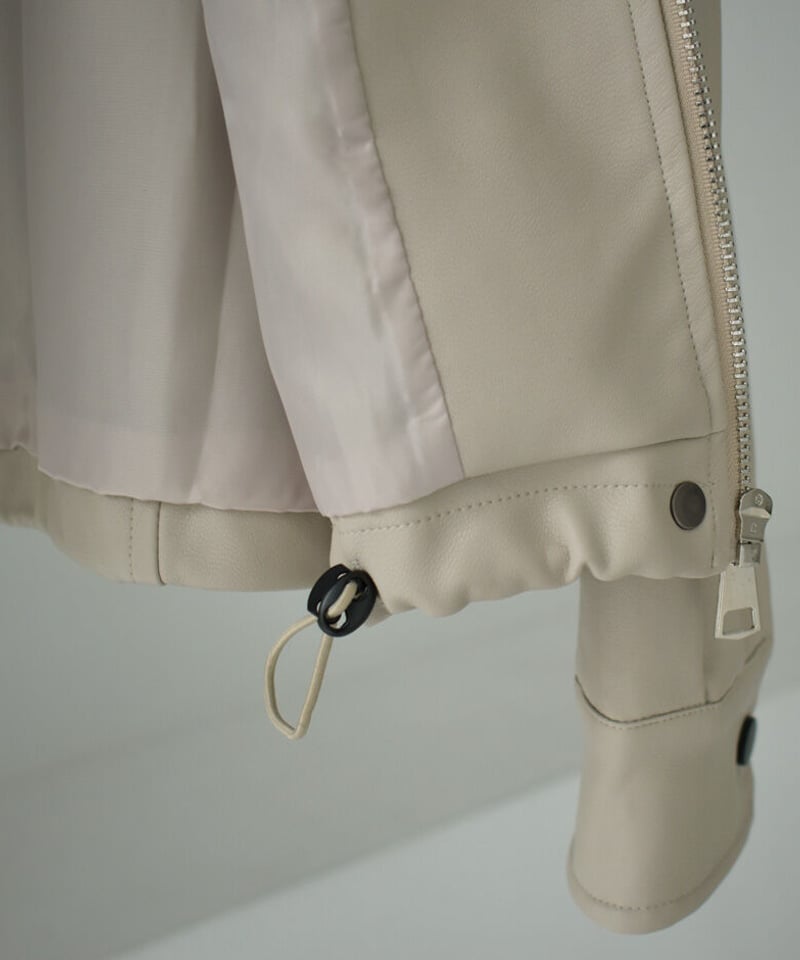 outer-02066 ヴィーガンレザーショートジャケット グレージュ outer-02066 ヴィーガンレザーショートジャケット グレージュ