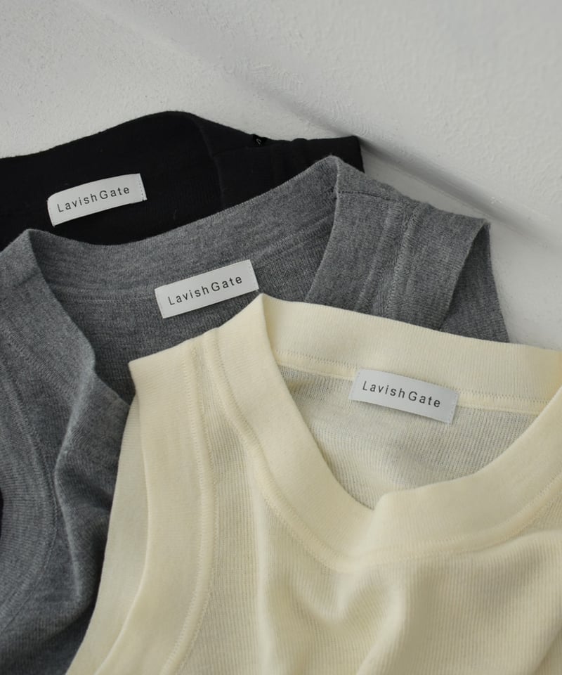 nh-knit-02325 ニット タンクトップ エクリュ グレー ブラック