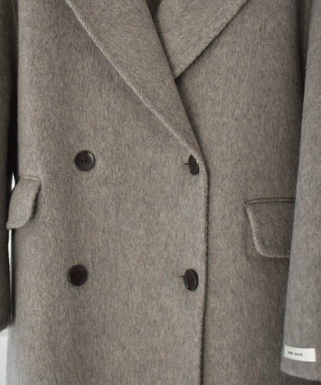 coat-02063　シャギー ウール ロングコート　グレージュ　ダークグレー