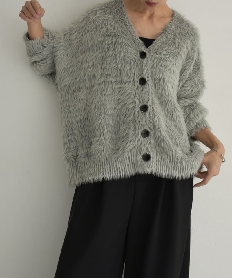 【美品】 ポールスミス シャギー カーディガン カシミヤ グレー　22　モヘア調 美品】 ポールスミス シャギー カーディガン カシミヤ グレー 22