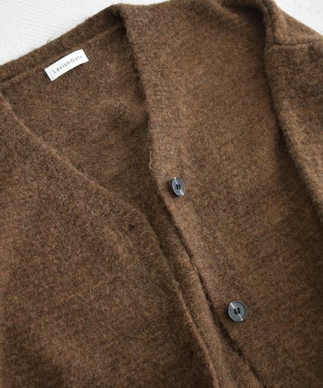 knit-02293　マフラー付き　ニットカーディガン　ブラウン　グレー　ブラック