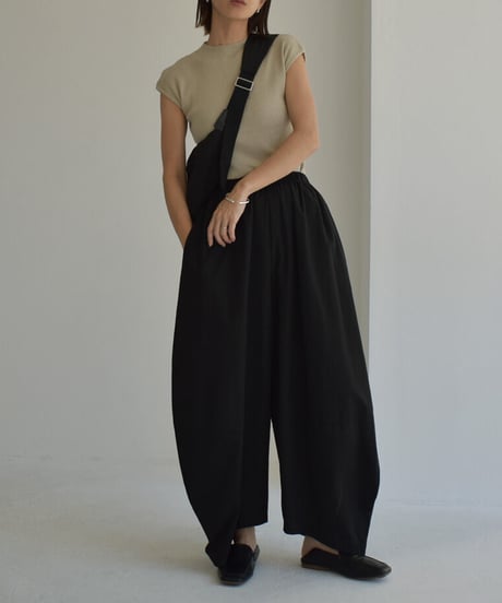 nh-knit-02230　モックネック フレンチスリーブニット　エクリュ　グレージュ　ブラック