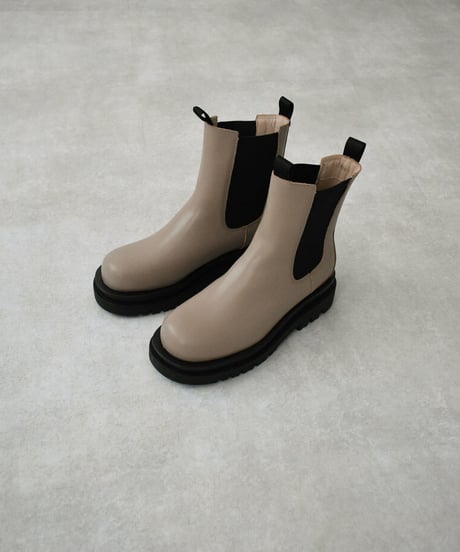 shoes-02144　トラックソール　サイドゴアブーツ　エクリュ　グレージュ　ダークブラウン