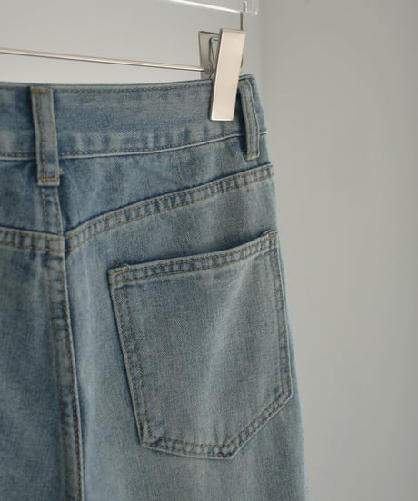 Mサイズのみ7月下旬入荷分　予約販売　bottoms-02297U　ルーズ デニムパンツ　ウォッシュブルー