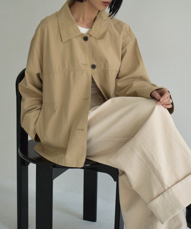 outer-02086 ステンカラー ショートコート ベージュ ブラック outer-02086 ステンカラー ショートコート ベージュ ブラック