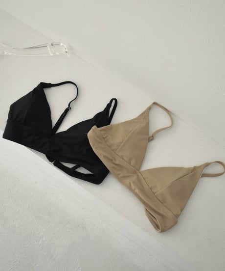 nh-swim-02463　アンダーベルト ビキニ スイムトップス　モカベージュ　ブラック