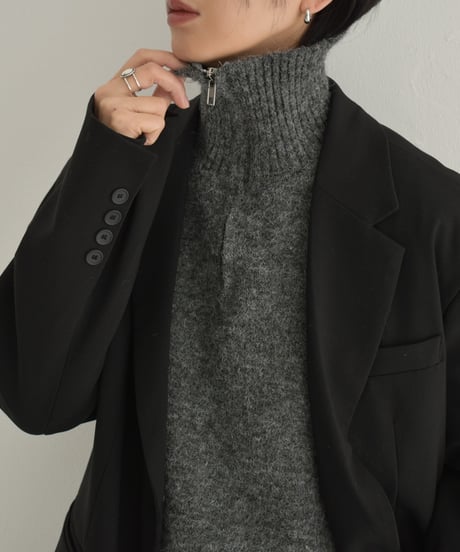 knit-02312　ハーフジップ ニット プルオーバー　グレー　ブラウン　ブラック