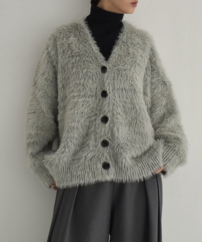 knit-02292 シャギー ニット カーディガン グレー | L a v i s h knit-02292 シャギー ニット カーディガン グレー | L a v i s h