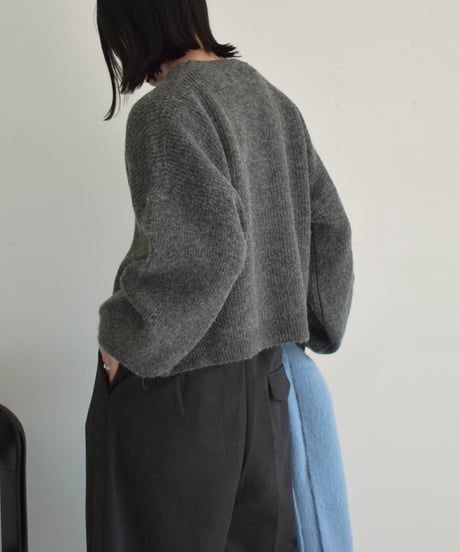 knit-02308　ボリューム スリーブ ニット プルオーバー　オフホワイト　ライトグレー　ダークグレー　ネイビー　ブラック