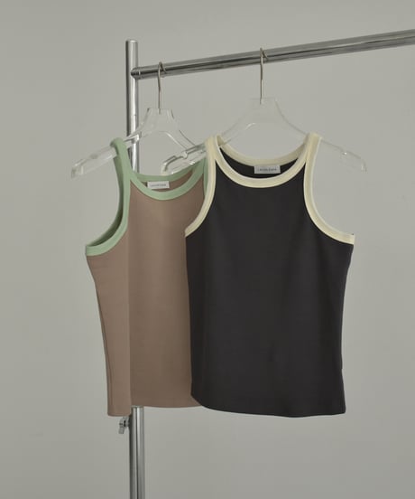 nh-tops-02481　バイカラー アメスリタンク　モカ　チャコール