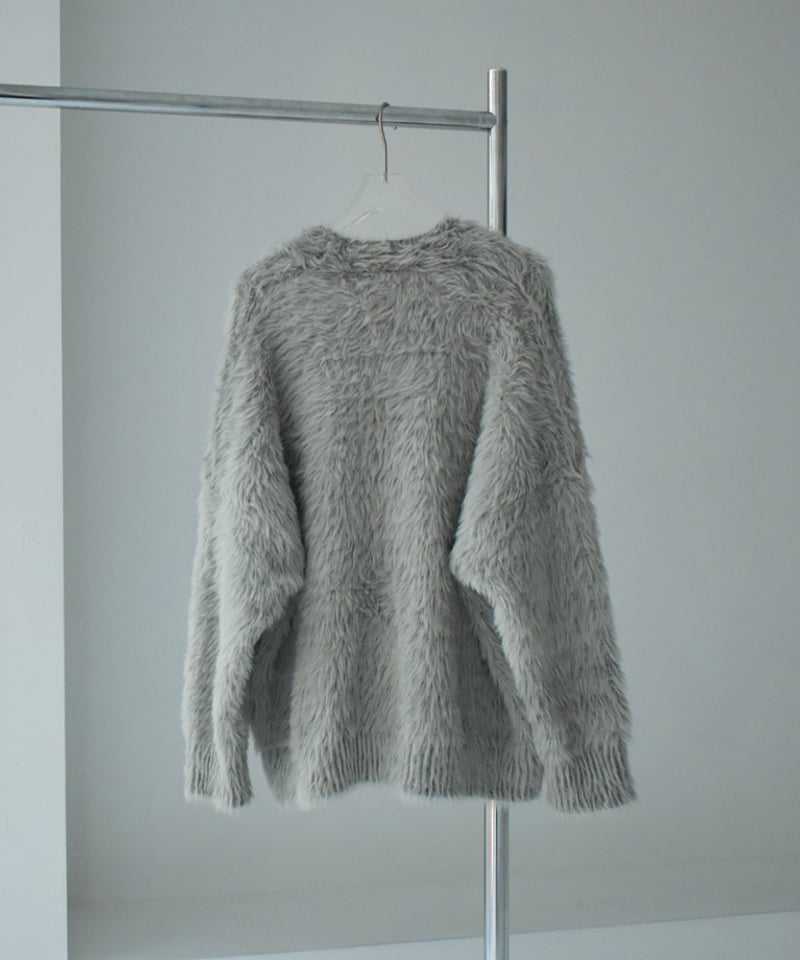 knit-02292 シャギー ニット カーディガン グレー | L a v i s h