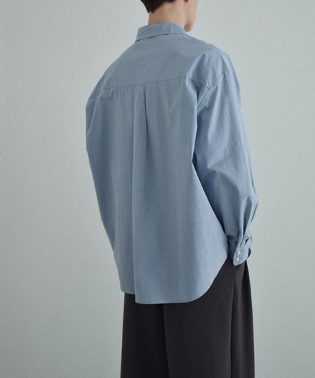 tops-02461　オーバーサイズ シャツ　ホワイト　ブルー