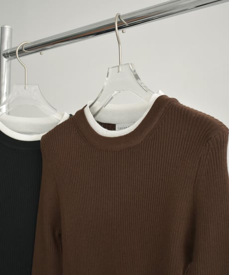 knit-02296　レイヤードライク バイカラーニット トップス　ブラウン　ブラック