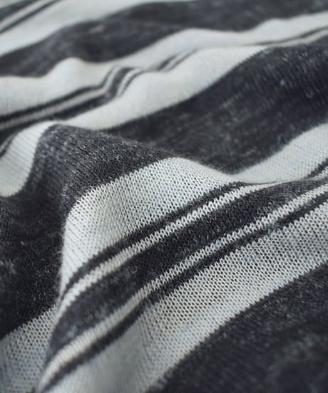 nh-knit-02384　リネン混 マルチボーダー ニット トップス　エクリュ　ブルー