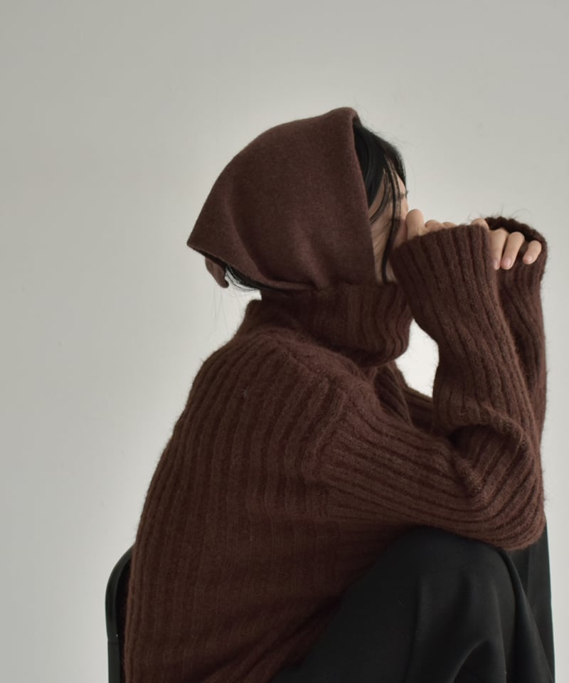 eimy即完売スカーフ付ニットブラウン EIMY ISTOIRE（エイミーイストワール）の「ES スカーフ付きフレアー