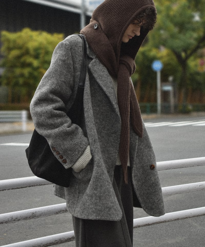 coat-02060 ウールジャケット コート リバー仕立て グレー | L a v i s