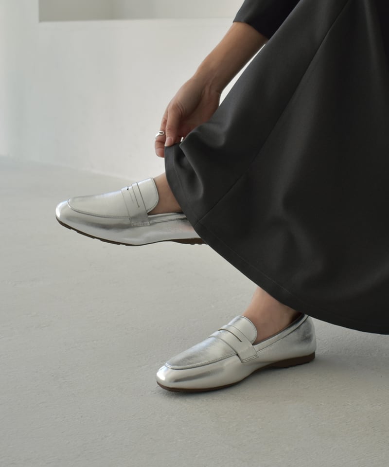 shoes-02173 クッション仕様 コインローファー シルバー | L shoes-02173 クッション仕様 コインローファー シルバー | L