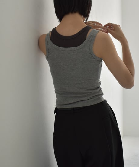 nh-tops-02547　2way スクエアタンクトップ　グレー　ブラウン　ブラック