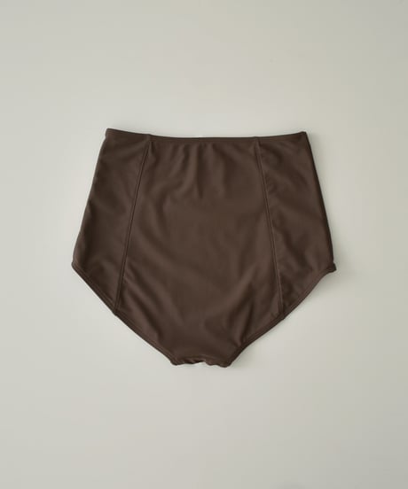 swim-02469　ギャザーデザイン ラッシュガード付き ビキニ  3点セット　ブラウン
