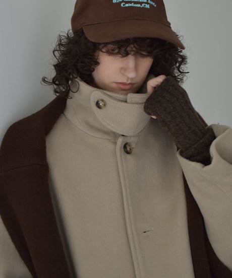 coat-12001　ウールブレンド ステンカラーコート　ベージュ　モカ
