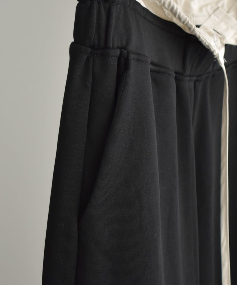 bottoms-02225 ダブルウエスト スウェット ワイドパンツ