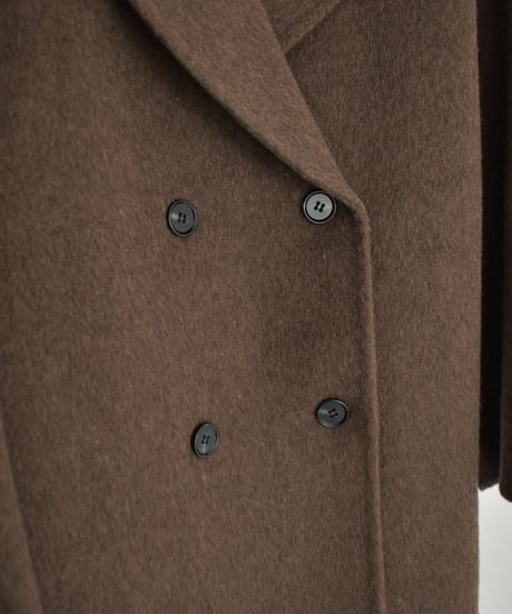 coat-02061　ウール ミディ コート リバー仕立て　エクリュ　ダークグレー　ブラウン