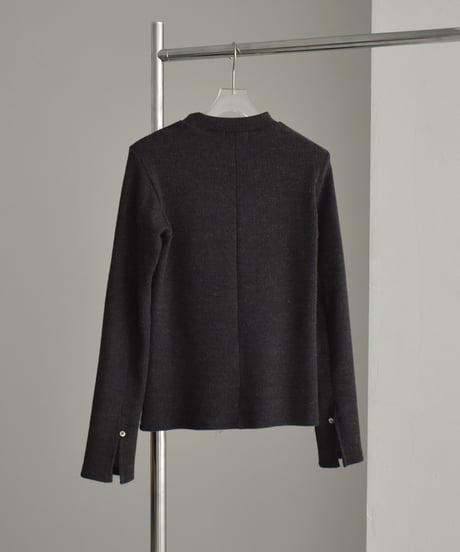 tops-04140　日本製　ハイネックニットプルオーバー　グレージュ　チャコール　ブラック