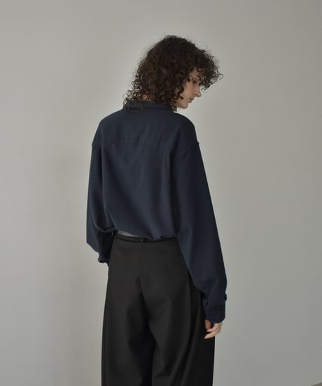 tops-02575　フランネル オーバーシャツ　ベージュ　ネイビー