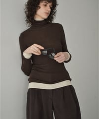 nh-knit-02366　バイカラー タートル ニット　ベージュ　ブラウン　チャコール