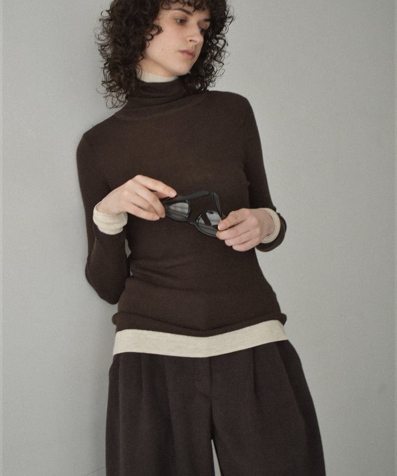 イチアンティークス　ブラウン　チャコール　ニット ICHI Antiquites イチアンティークス ペルーハンドニット カーディガン