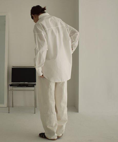 tops-02379　コットンラグランドレスシャツ　ホワイト　ブラック