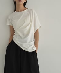 nh-tops-02494　アシンメトリー デザイン TEE　ホワイト　ブラック
