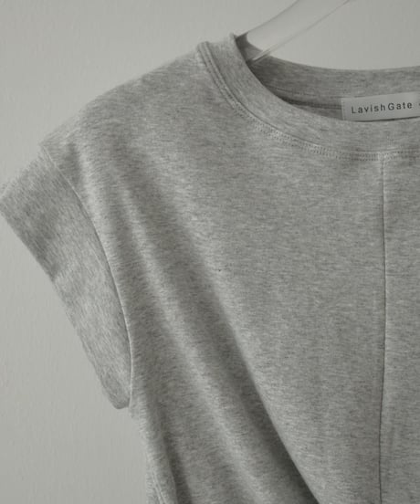 nh-tops-02500　ツイストデザインTシャツ　ホワイト　グレー　ブラック
