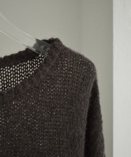 knit-02228　ローゲージ ルーズシアー ニット　ブラウンミックス