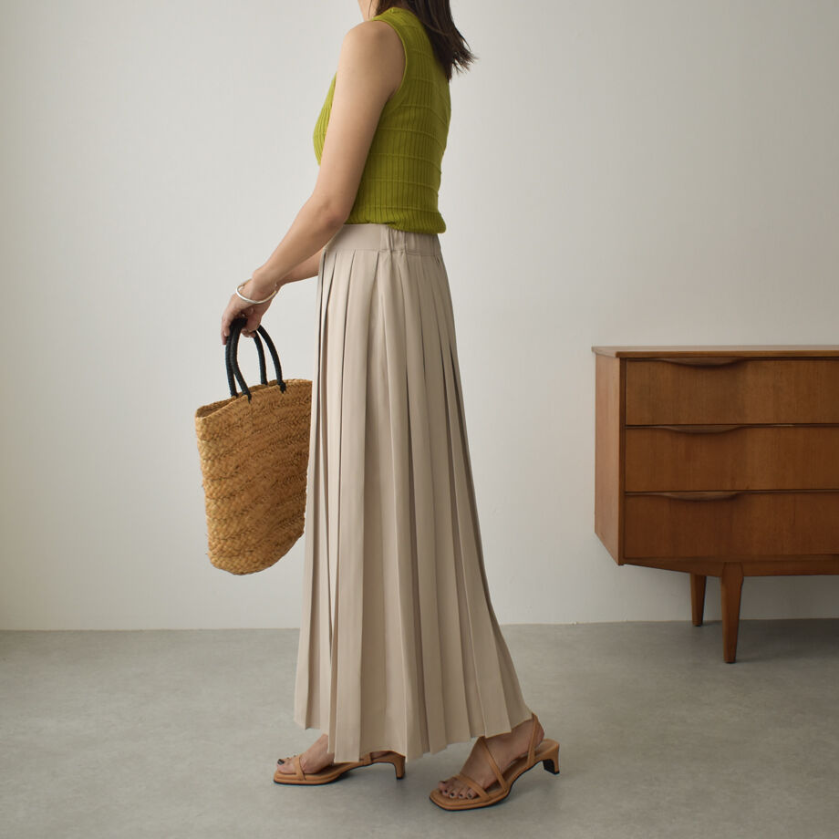 プリーツプリーズ バウンス スカート シッカー うつっ グレージュ 