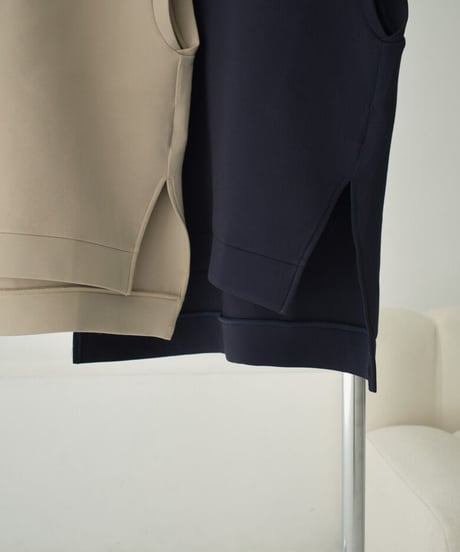 tops-02443　ダンボールニット フーディーベスト　グレージュ　ネイビー