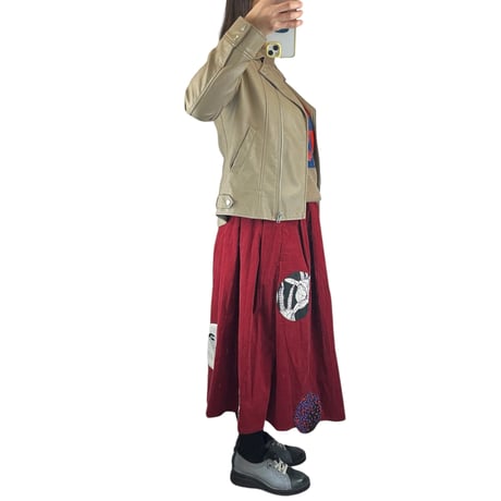 パッチ付コーデュロイスカート（裏地あり）