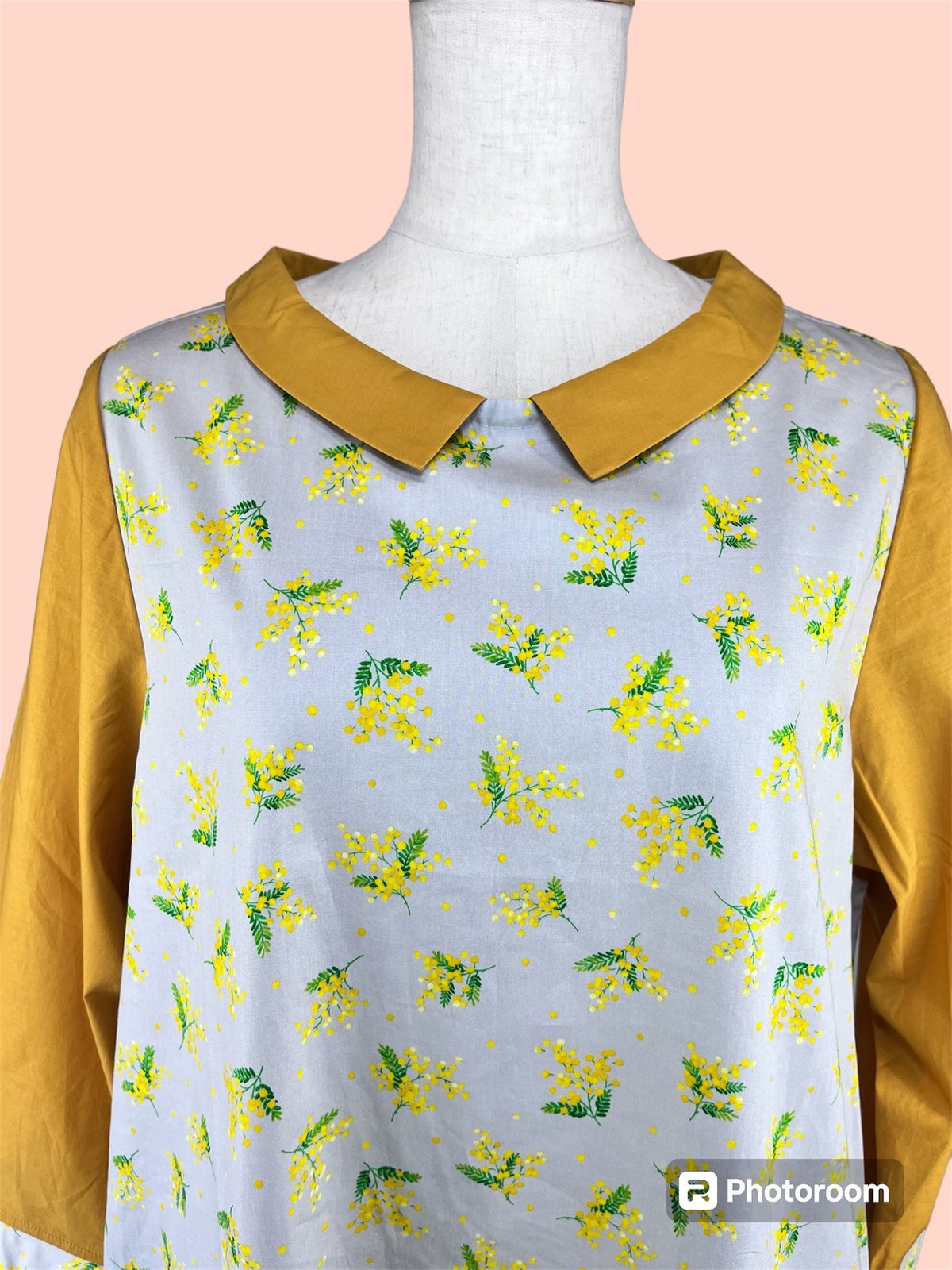 正規品♡ミモザ柄ワンピース♡イエロー gelato pique - 正規品♡ミモザ柄ロングスリーブワンピース