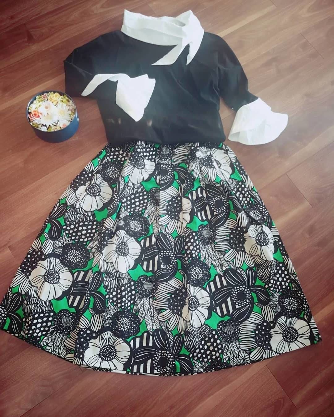 マリメッコ風 ヨーク付きスカート グリーン | 撫子座オンラインストア