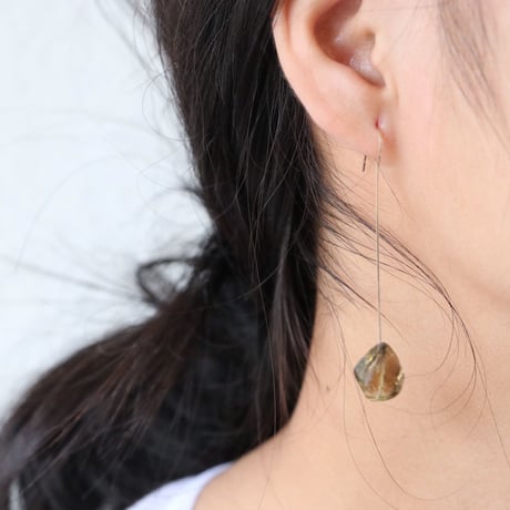 レモン×スモーキークォーツピアス