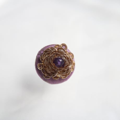 刺繍ブローチ（Kurumi和）アメジスト（２月誕生石）